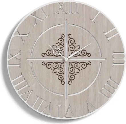 Orologio da parete tondo D50 ROMA moderno in legno laminato BRC