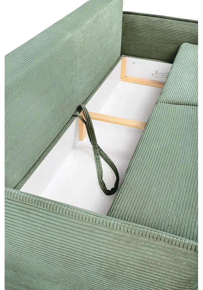 Divano letto in velluto a coste verde chiaro 218 cm Tori - Bonami Selection