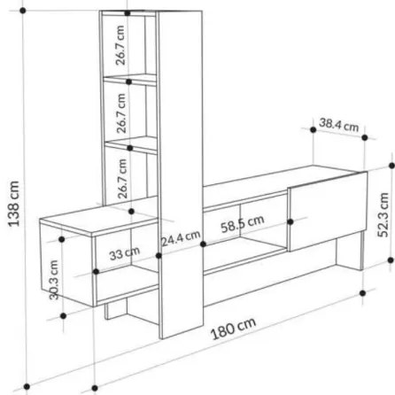 Mobile porta TV 180 cm rovere e antracite con libreria Troya
