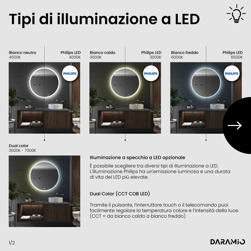 Specchio rotondo con luce LED E1
