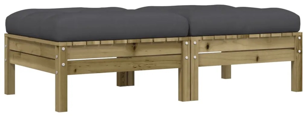 Poggiapiedi giardino con cuscini 2pz legno impregnato di pino