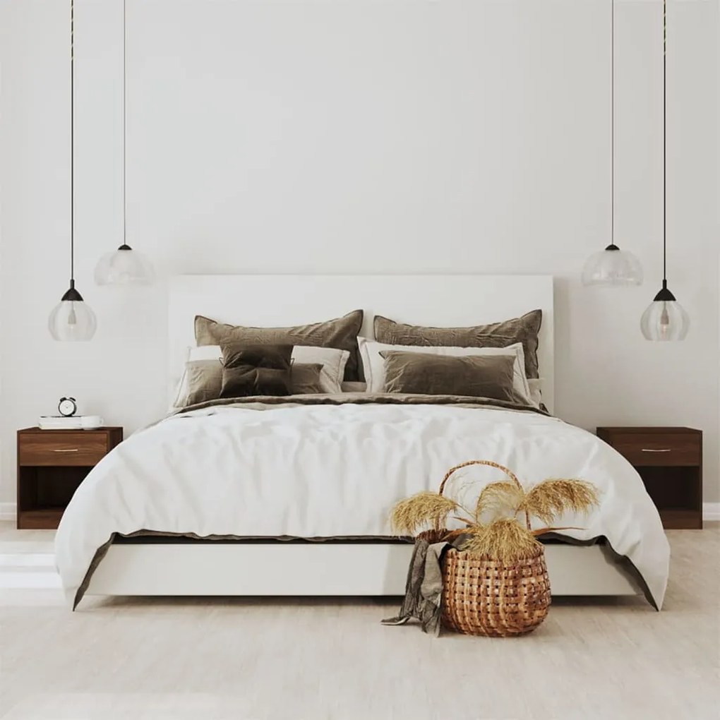 Comodini 2 Pz Con Cassetto Rovere Marrone /