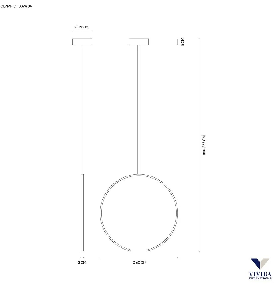 Olympic sospensione Ø60 verticale bianco 30w 3000k (ULTIMI DUE DISPONIBILI)