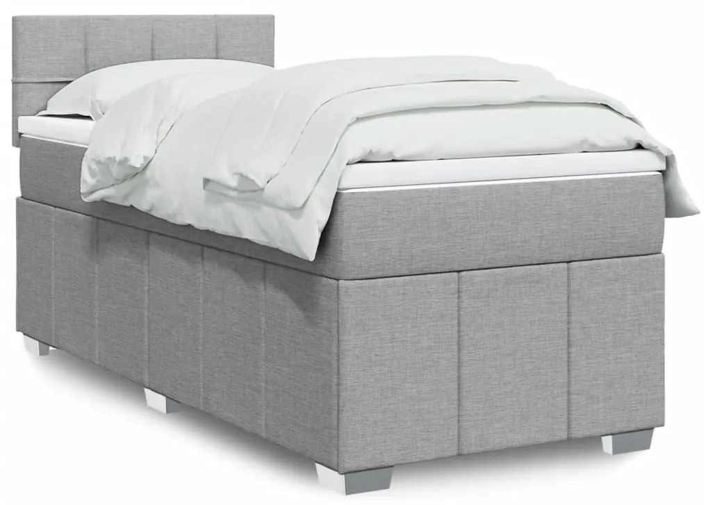 Giroletto A Molle Con Materasso Grigio Chiaro100x200 Cm Tessuto /