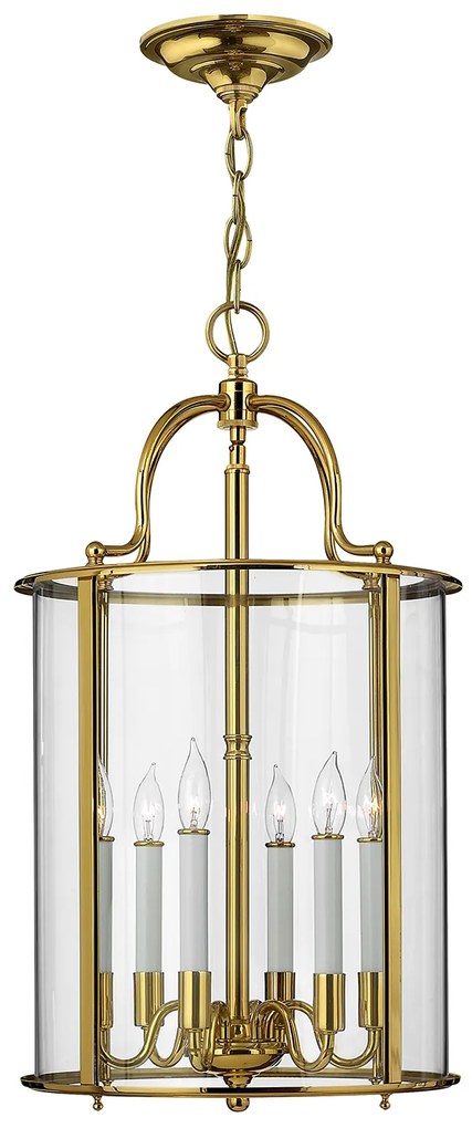 Lampadario Contemporaneo Gentry Ottone Lucido Vetro 6 Luci E14