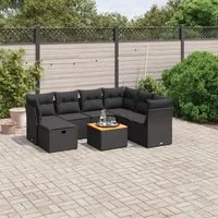 Set Divani da Giardino con Cuscini 8 pz Nero in Polyrattan 3264737