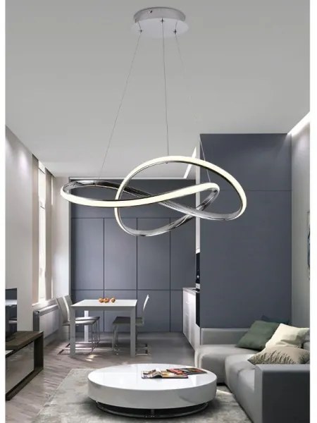 Lampadario a sospensione con filo LED dimmerabile LED/70W/230V 3000-6500K cromo + telecomando