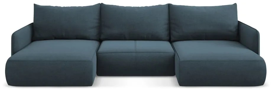 Divano angolare blu allungabile/con contenitore Nanea – Makamii