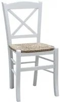 Set 2 sedie shabby croce legno/paglia laccato bianco - Mobili 2G