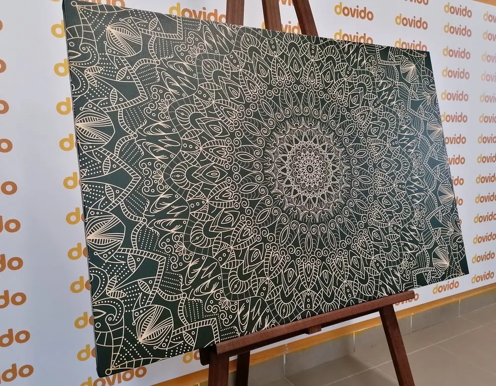 Stampa su tela – Mandala decorativa dettagliata in verde