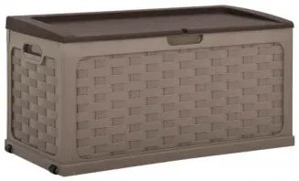 Cassapanca stile rattan con struttura in plastica intrecciata, Antracite