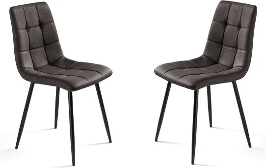 Sedia da cucina in ecopelle Antracite e gambe metallo nere - ARCA 2 sedie