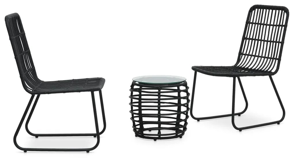 Set Da Bistrot 3 Pz İn Polyrattan Nero /