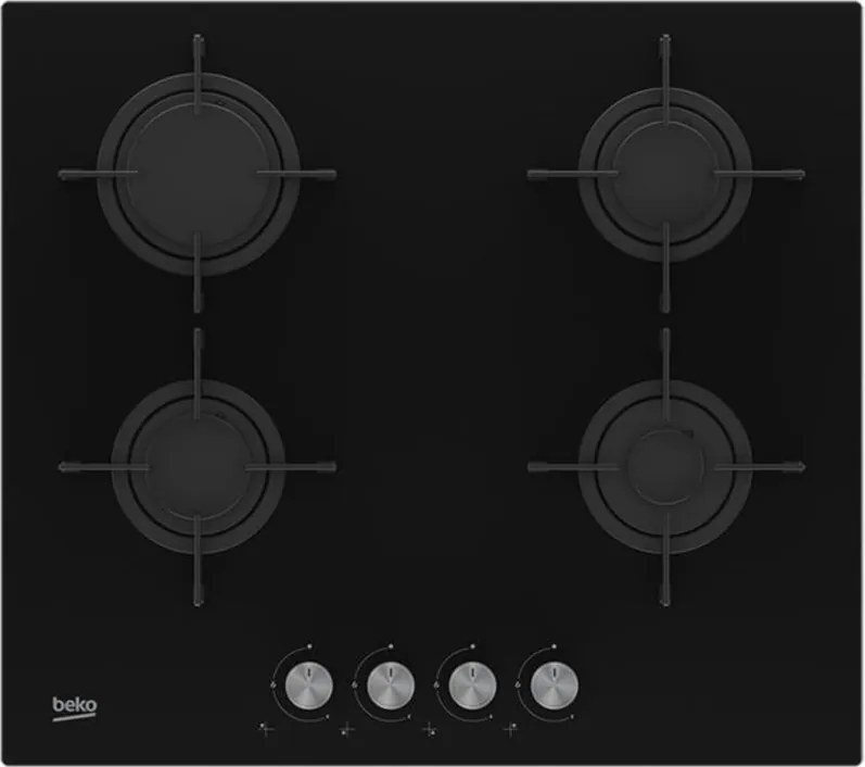 Beko HILG 64220 S Piani cottura a gas da incasso nero - Piano cottura (Built-in, Gas Hobob, Glass, Black, Enamelled, Turntable)