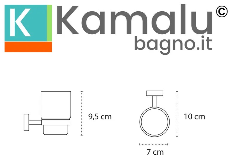 Kamalu - Bicchiere portaspazzolini a muro in acciaio inox nero opaco e vetro | Monde-N