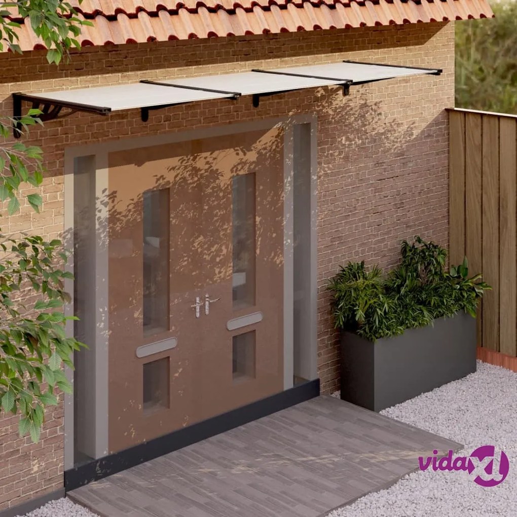 vidaXL Tettoia per Porta Nero e Trasparente 358,5x90 cm Policarbonato