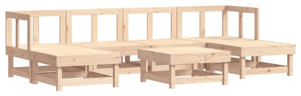 Set salotto da giardino 7 pz in legno massello di pino