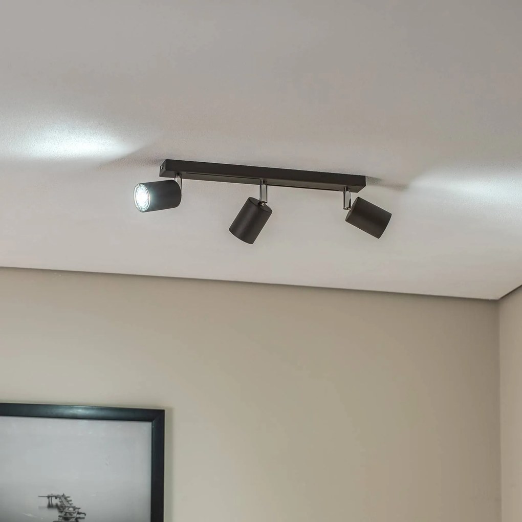 Luminex Faretto da soffitto Jarek antracite/cromo, 3 luci