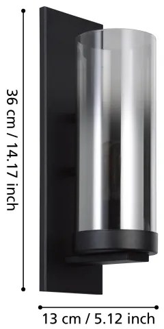 Eglo 44003 - Applique TOOTHILL 1xE27/40W/230V nero