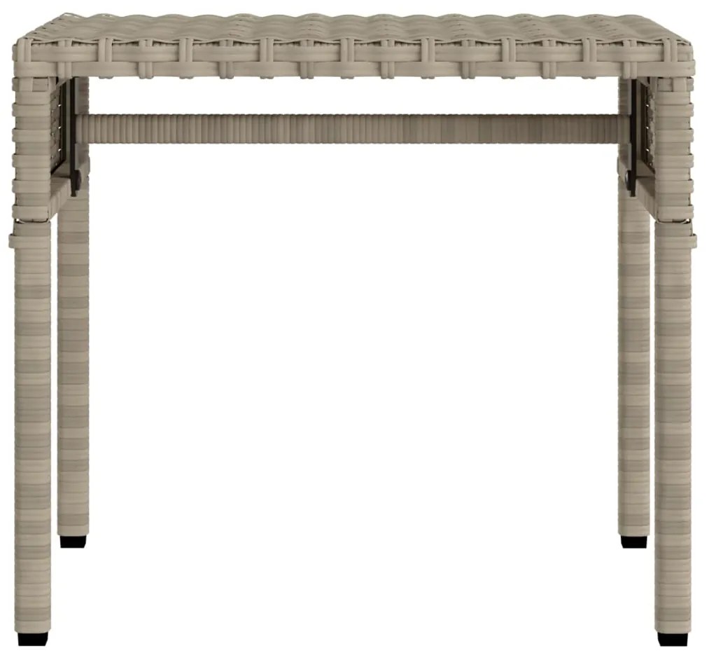 Lettino con baldacchino e tavolino grigio chiaro in polyrattan