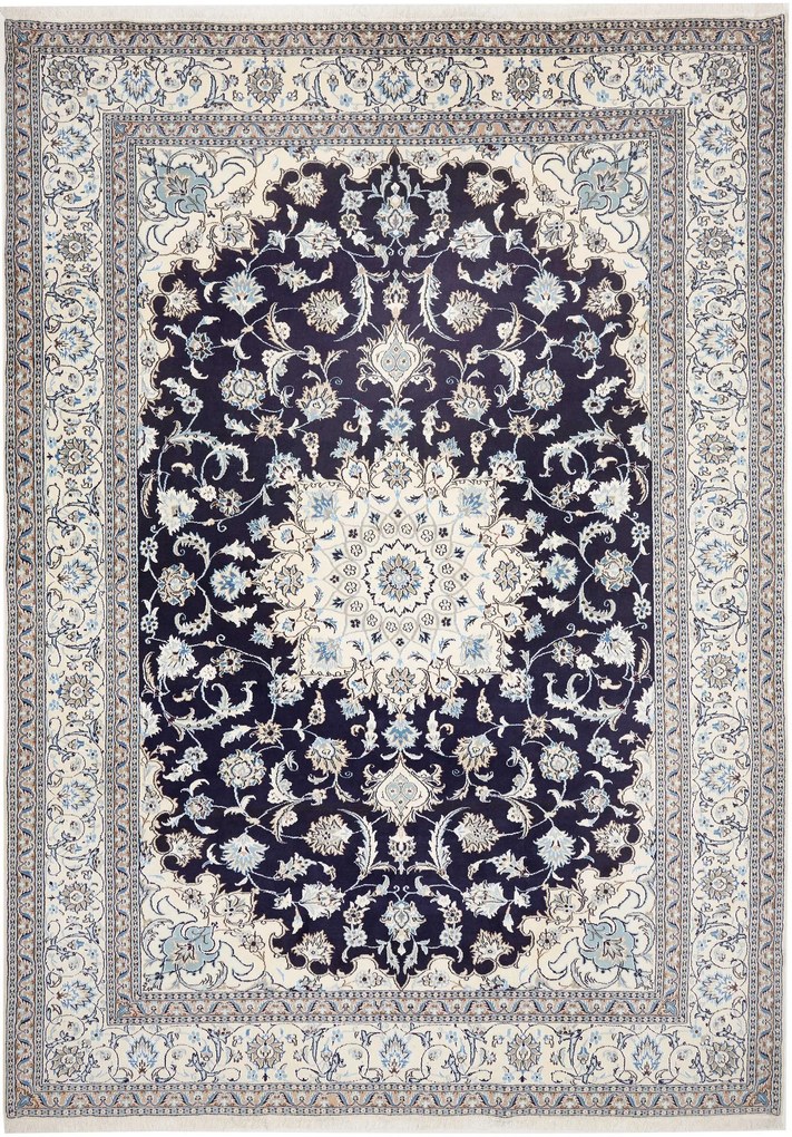 Nain Tappeto persiano 350x250 Blu (Iran) Annodato A Mano