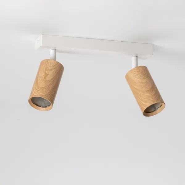 Brilagi - Faretto SELE 2xGU10/30W/230V bianco/decorazioni in rovere