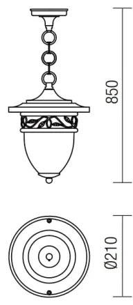 Redo 9399 - Lampadario da esterno a sospensione con catena BASEL 1xE27/42W/230V IP44 nero