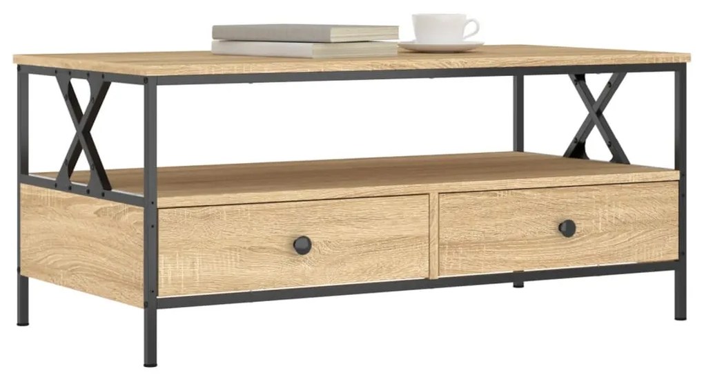 Tavolino da salotto rovere sonoma 100x51x45cm legno multistrato