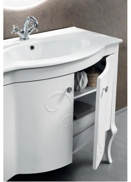 Mobile da bagno in stile classico MARTINA a due ante con lavabo Bianco Opaco