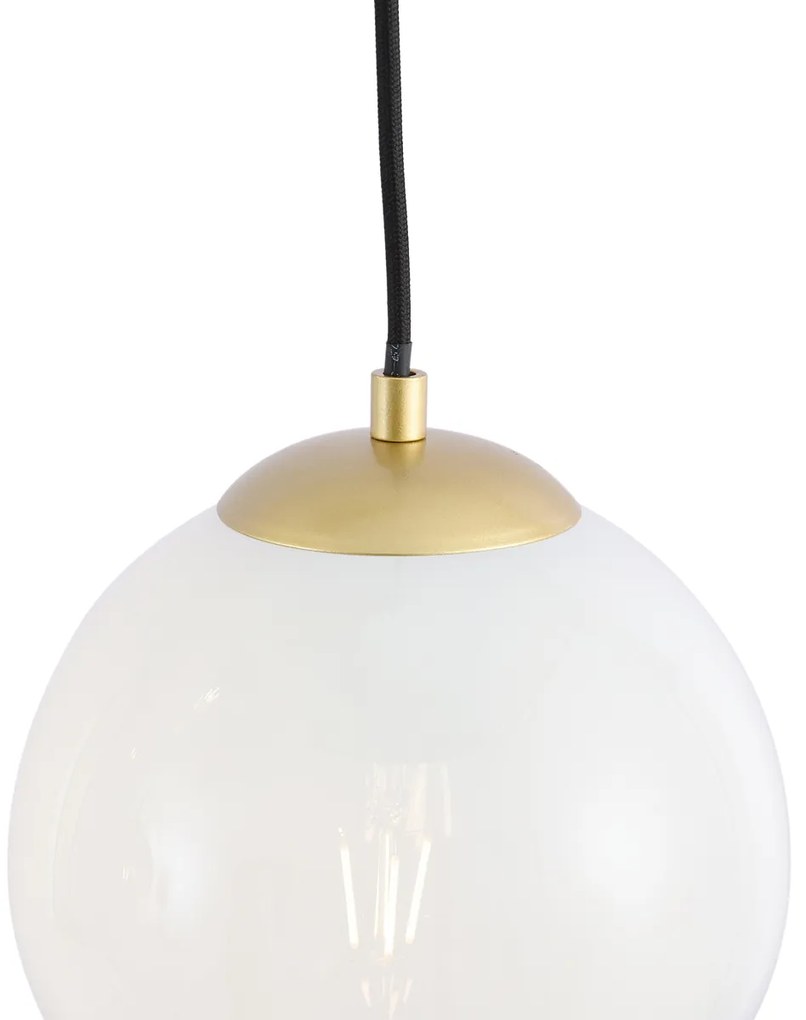 Lampada a sospensione Hotel Chic ottone con vetro bianco rettangolare 6 luci - Misty