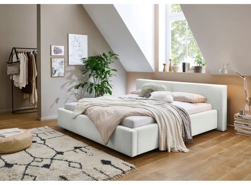 Letto matrimoniale imbottito bianco rete non inclusa 160x200 cm Cube – Meise Möbel