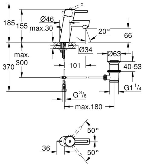 GROHE 32204001 - Miscelatore per lavabo CONCETTO DN 15 cromo lucido