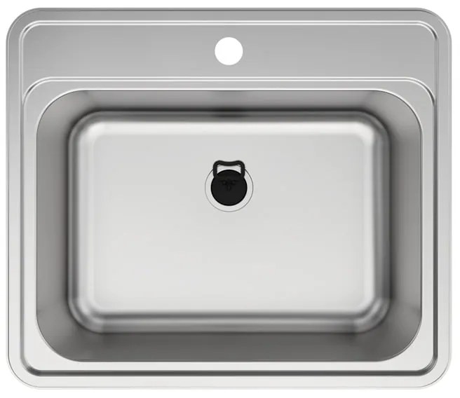 Lavello sopratop 1 vasca DELINIA Eleki con tagliere L 48 x L 56 cm argento
