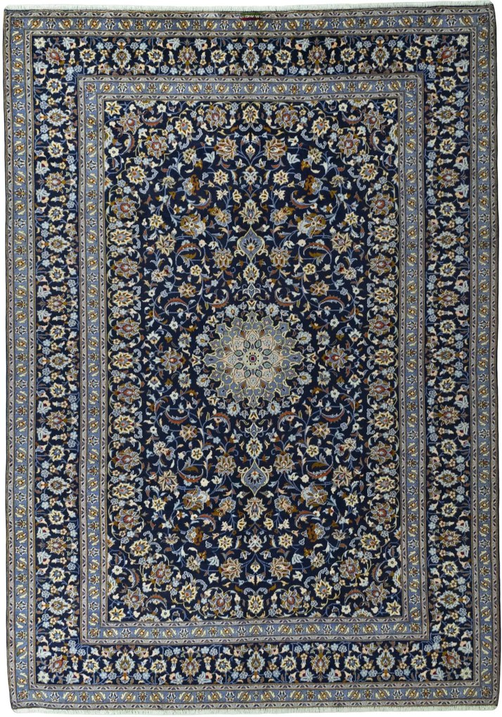 Kashan Tappeto 270x380 Blu (Iran) Annodato A Mano