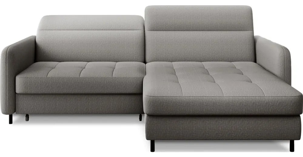 Divano angolare grigio allungabile/con contenitore (con penisola a destra/con chaise lounge) e rivestimento in velluto Gomsi – ELTAP