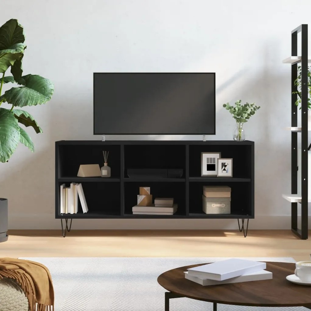 Mobile porta tv nero 103,5x30x50 cm in legno multistrato