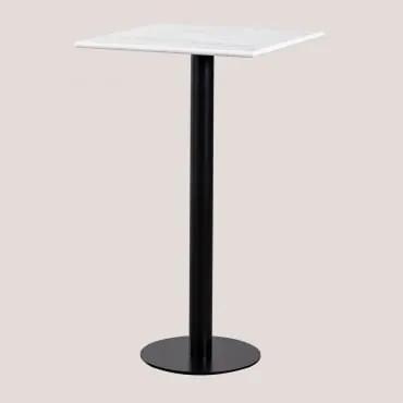 Tavolo Alto Quadrato da Bar in Marmo (60x60 cm) Rocher Bianco & NERO - Sklum