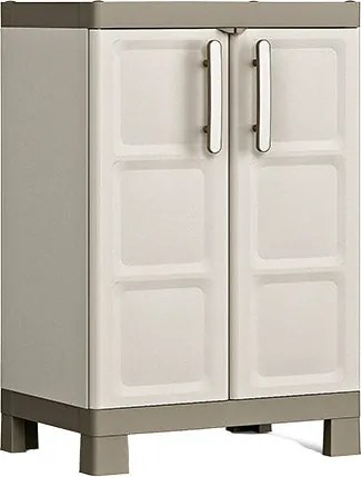 Armadio da Esterno 2 Ripiani 65x45x97H cm in Plastica Keter Excellence Basso Beige/Tortora...