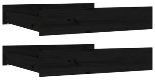 Cassetti per Letto 2 pz in Legno Massello di Pino Nero