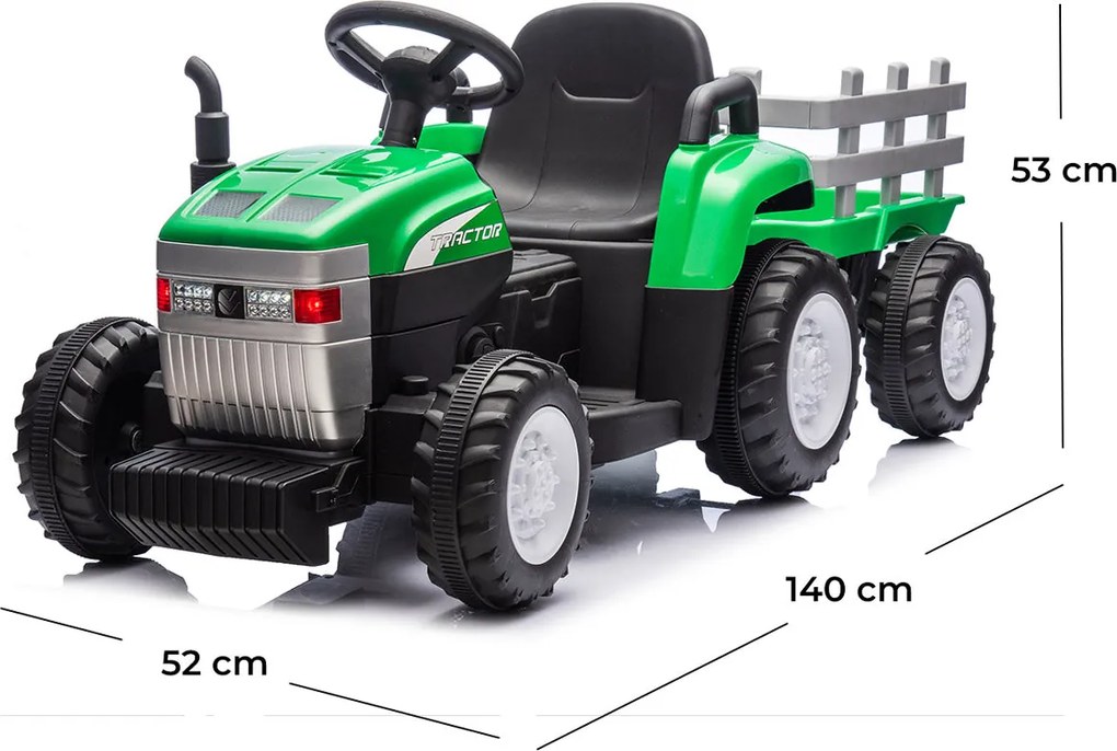Trattore Elettrico per Bambini 12V con Rimorchio Verde...