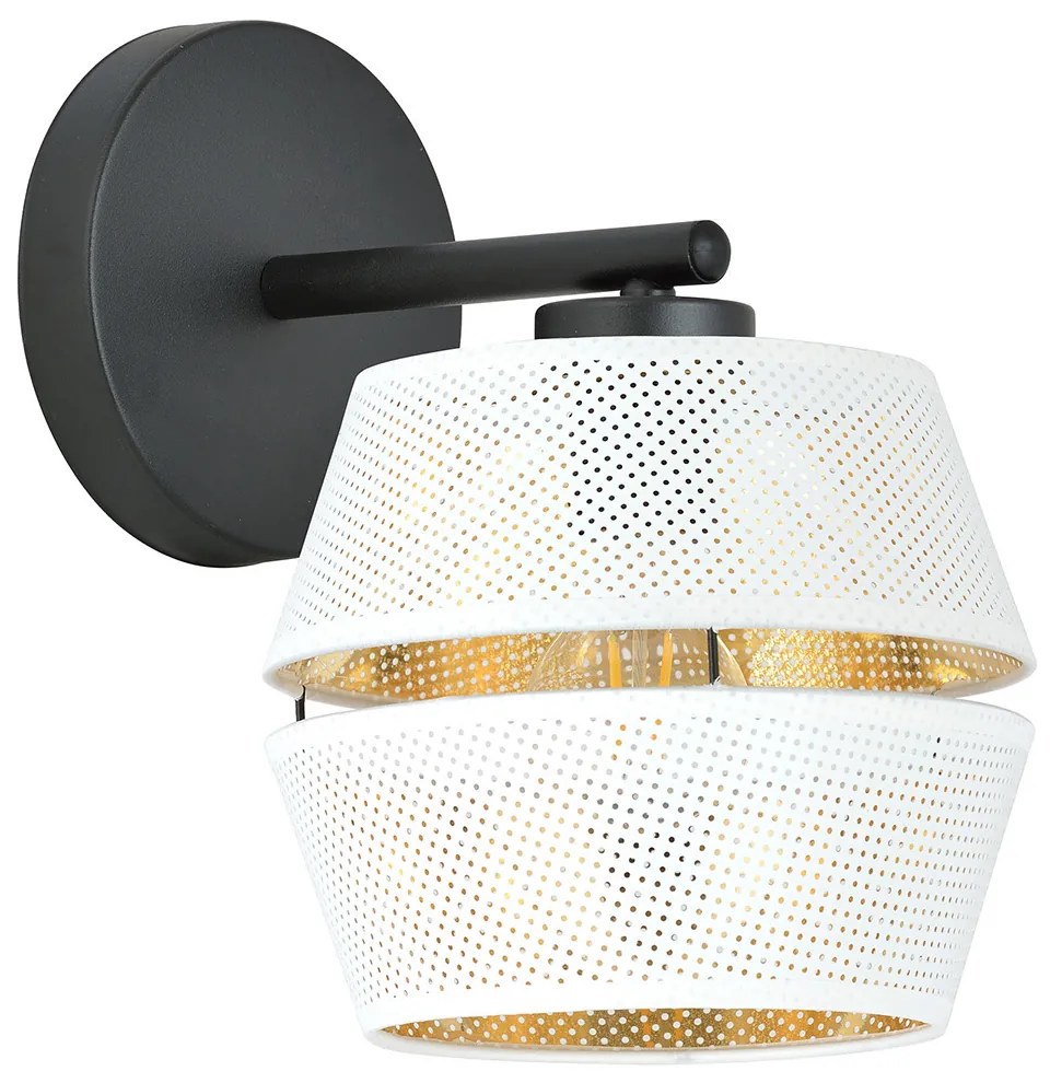 Applique Contemporanea 1 Luce Enea In Metallo Bianco E Oro