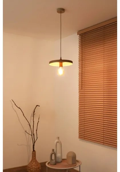 Duolla - Lampada a sospensione su cavo IRONLINE 1xE27/15W/230V Ø 30 cm beige/ramato