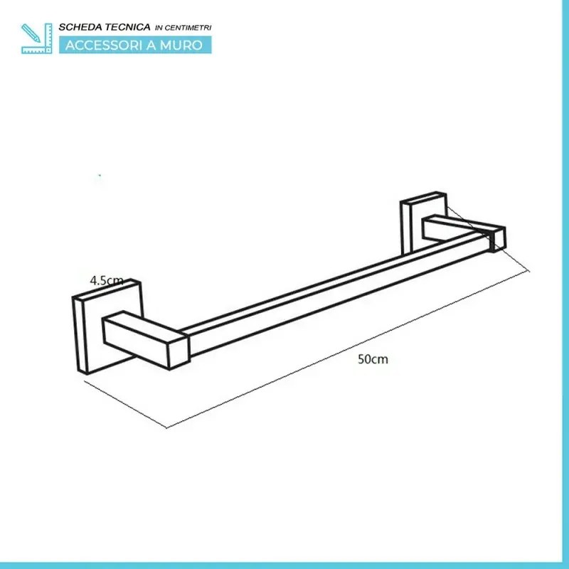Set accessori a muro 5 pezzi in metallo cromato e viti incluse Rock