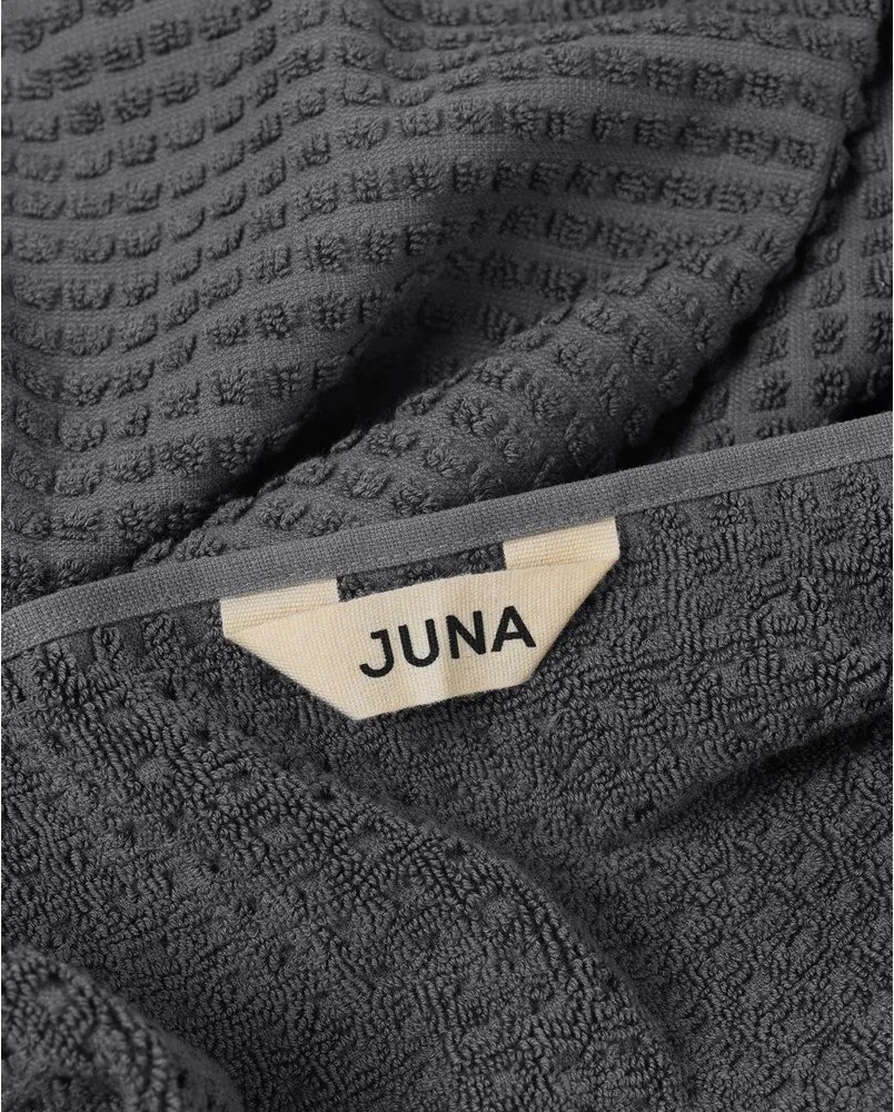 Asciugamano tipo terry grigio scuro in cotone organico 70x140 cm Check – JUNA