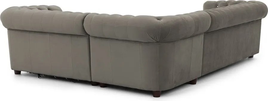 Divano angolare grigio allungabile (con penisola a destra/a L) con rivestimento in velluto York Blik – Ropez