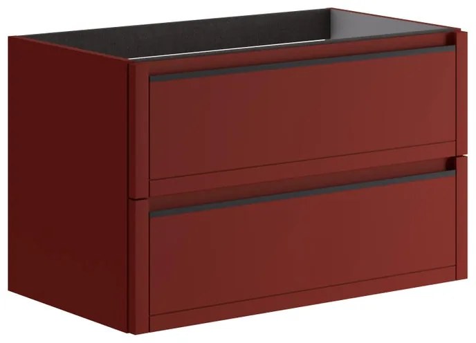 Mobile da bagno sotto lavabo TRATTO rosso opaco L 79.5 x H 50 x P 45.5 cm 2 cassetti, lavabo non incluso