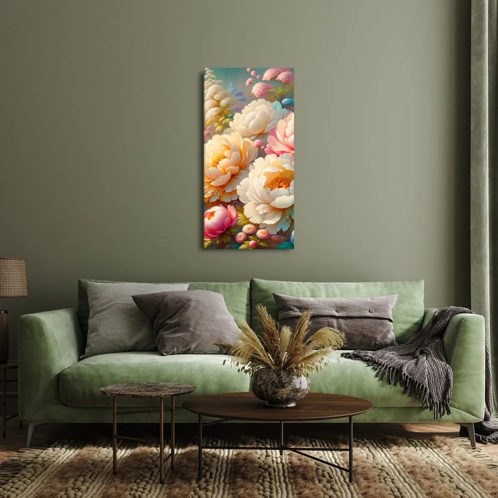 Quadro su tela – Peonie colorate in piena fioritura