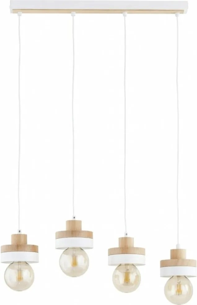 Lampadario a sospensione LARSO 4xE27/15W/230V bianco/beige