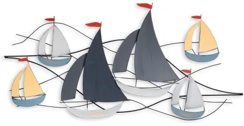 Decorazione da muro 120x60 cm barche a vela metallo