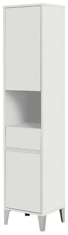 Armadio bagno da terra L. 40 cm Way bianco lucido con vano a giorno